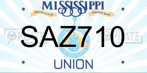 SAZ710 Mississippi License Plate