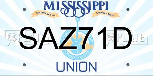 SAZ71D Mississippi License Plate