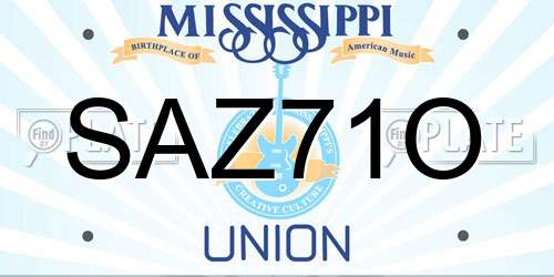 SAZ71O Mississippi License Plate