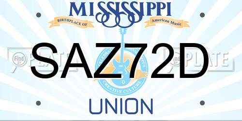 SAZ72D Mississippi License Plate