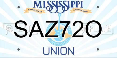 SAZ72O Mississippi License Plate