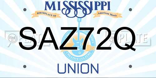 SAZ72Q Mississippi License Plate