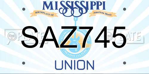 SAZ745 Mississippi License Plate