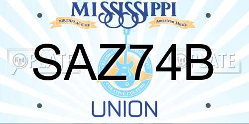 SAZ74B Mississippi License Plate