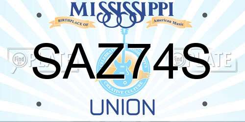 SAZ74S Mississippi License Plate