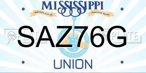 SAZ76G Mississippi License Plate