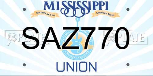 SAZ770 Mississippi License Plate