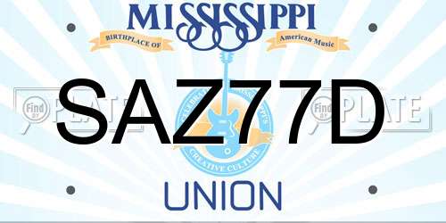 SAZ77D Mississippi License Plate
