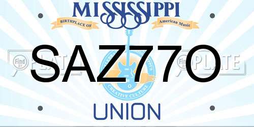 SAZ77O Mississippi License Plate