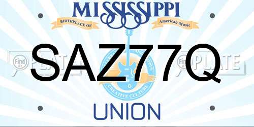 SAZ77Q Mississippi License Plate