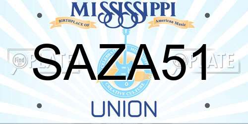 SAZA51 Mississippi License Plate