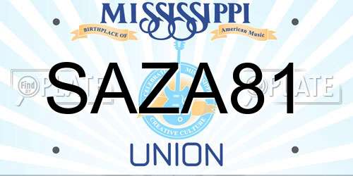 SAZA81 Mississippi License Plate