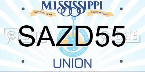 SAZD55 Mississippi License Plate