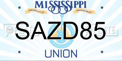 SAZD85 Mississippi License Plate
