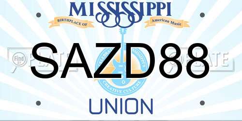 SAZD88 Mississippi License Plate