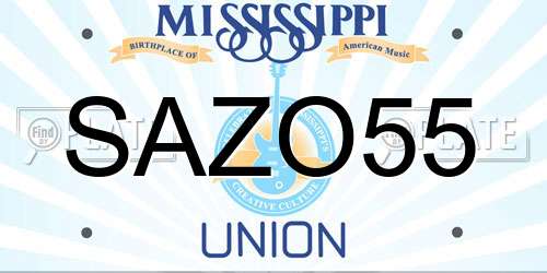 SAZO55 Mississippi License Plate