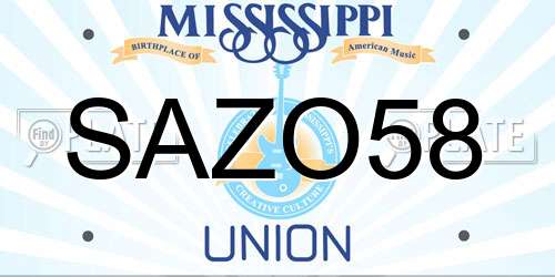SAZO58 Mississippi License Plate
