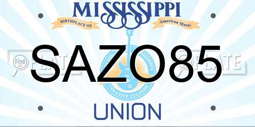 SAZO85 Mississippi License Plate