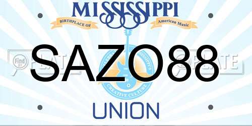 SAZO88 Mississippi License Plate
