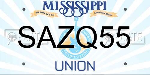 SAZQ55 Mississippi License Plate