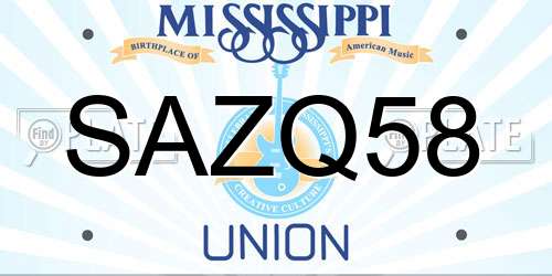 SAZQ58 Mississippi License Plate
