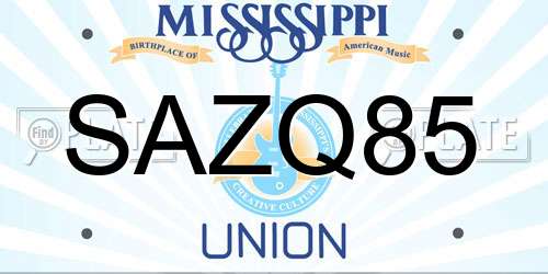 SAZQ85 Mississippi License Plate
