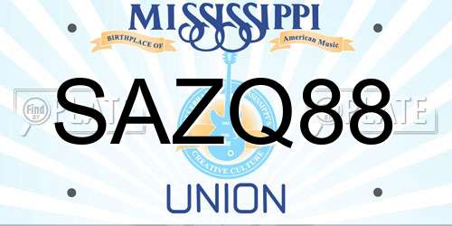 SAZQ88 Mississippi License Plate
