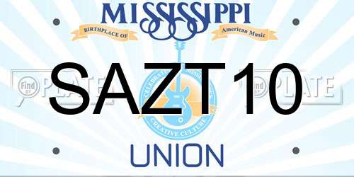 SAZT10 Mississippi License Plate