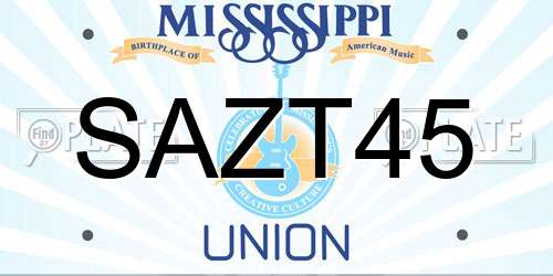SAZT45 Mississippi License Plate