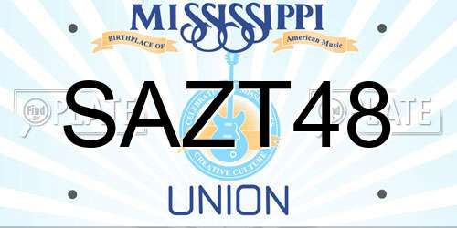 SAZT48 Mississippi License Plate