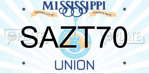 SAZT70 Mississippi License Plate