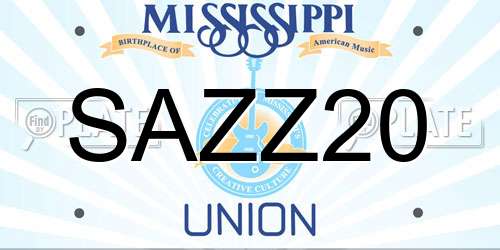 SAZZ20 Mississippi License Plate