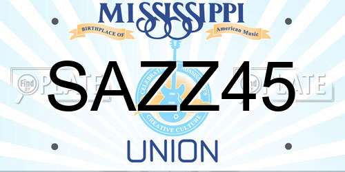 SAZZ45 Mississippi License Plate