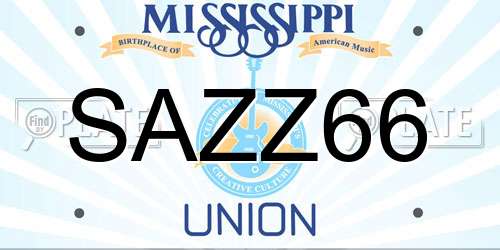 SAZZ66 Mississippi License Plate