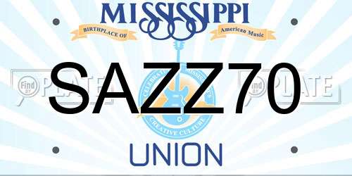 SAZZ70 Mississippi License Plate