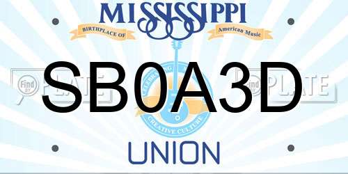 SB0A3D Mississippi License Plate