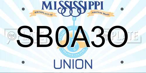 SB0A3O Mississippi License Plate
