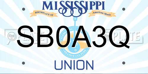 SB0A3Q Mississippi License Plate