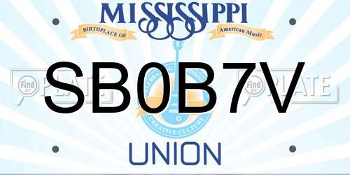 SB0B7V Mississippi License Plate