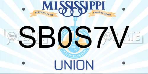SB0S7V Mississippi License Plate