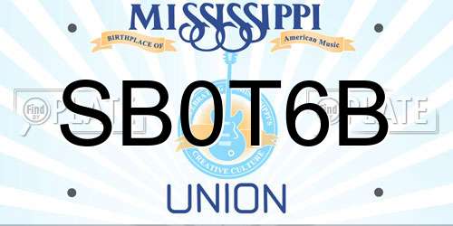 SB0T6B Mississippi License Plate