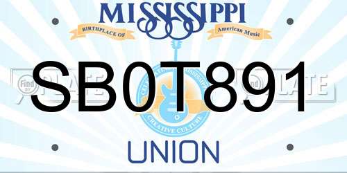 SB0T891 Mississippi License Plate