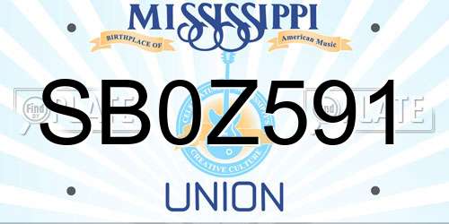SB0Z591 Mississippi License Plate
