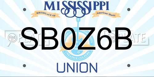 SB0Z6B Mississippi License Plate