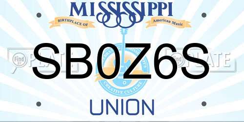 SB0Z6S Mississippi License Plate