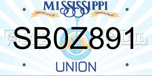 SB0Z891 Mississippi License Plate