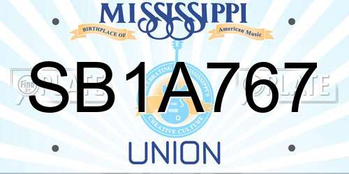 SB1A767 Mississippi License Plate