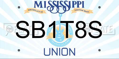 SB1T8S Mississippi License Plate