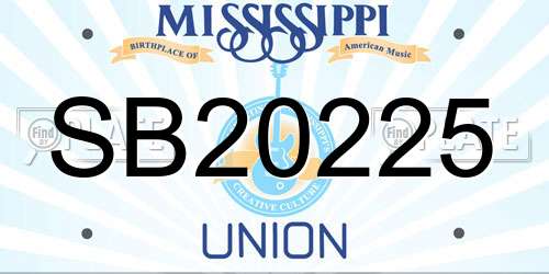 SB20225 Mississippi License Plate