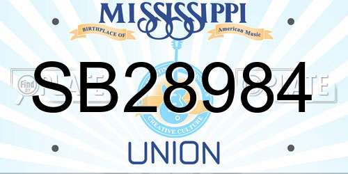 SB28984 Mississippi License Plate